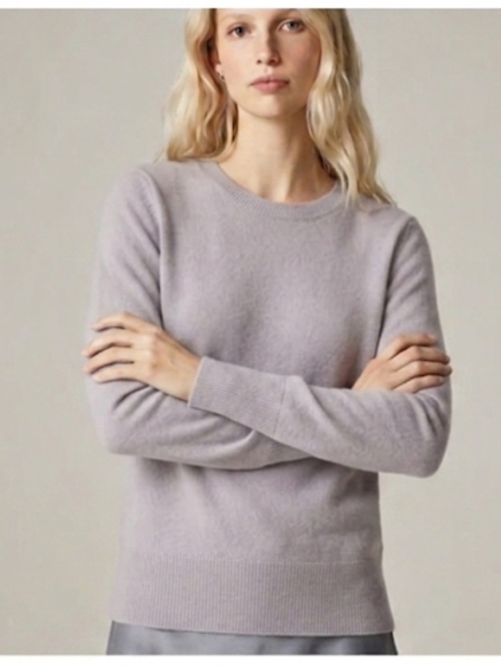 J. CREW Light Gray Cashmere classic-fit crewneck Sweater medium